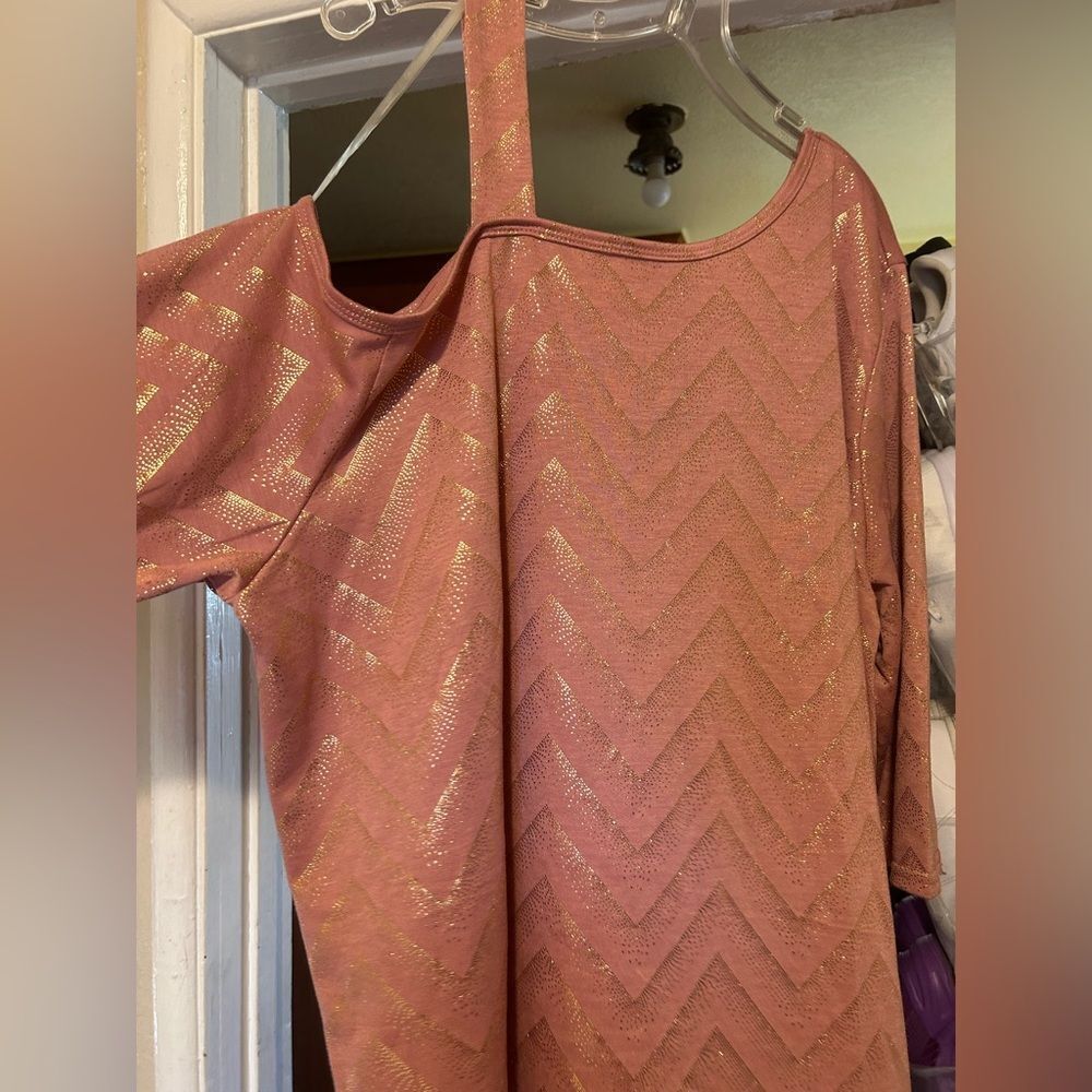 NWT New Look Pink and Gold One Shoulder Blouse